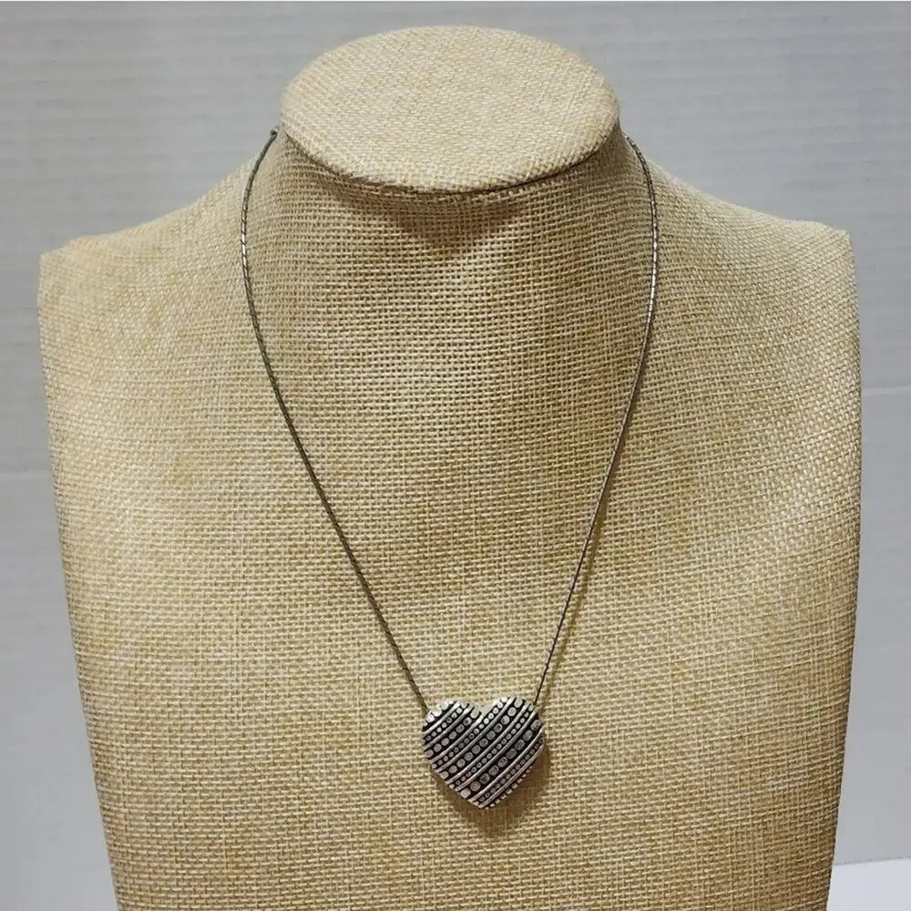BRIGHTON mixed metals hammered gold reversible heart‎ necklace
